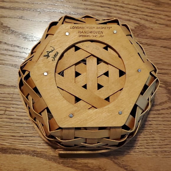 2003 Longaberger Sage Booking Basket Bundle With Liner, Protector & Wood Lid - Picture 8 of 9